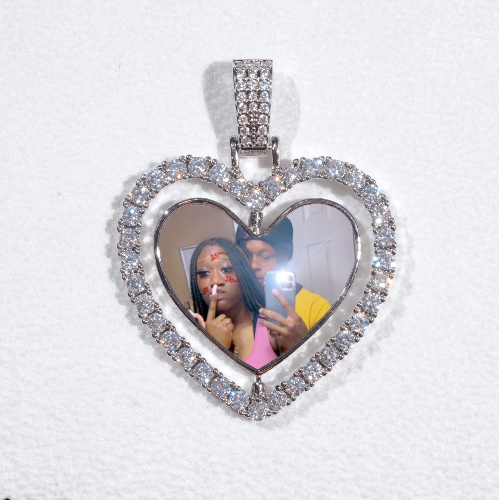 3D Spinning 2-Faced Heart Custom Picture Pendant