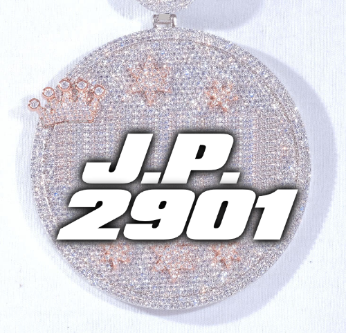CUSTOM LETTER NECKLACE 3D BIG CROWN DISC