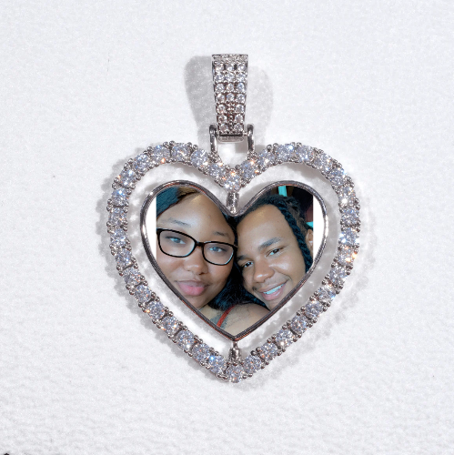 3D Spinning 2-Faced Heart Custom Picture Pendant
