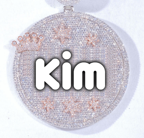 CUSTOM LETTER NECKLACE 3D BIG CROWN DISC