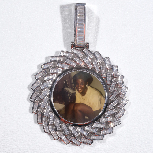 Large 3D Baguette Custom Picture Pendant