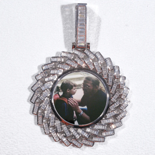 Large 3D Baguette Custom Picture Pendant