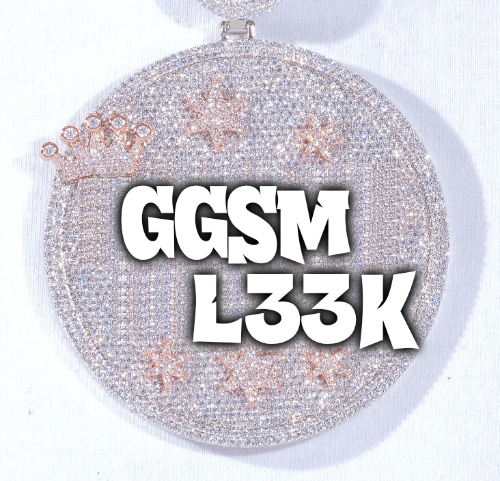 CUSTOM LETTER NECKLACE 3D BIG CROWN DISC