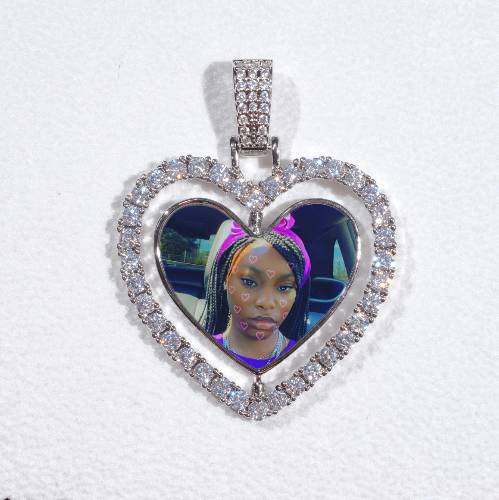 3D Spinning 2-Faced Heart Custom Picture Pendant