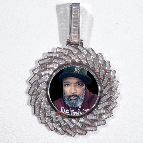 Large 3D Baguette Custom Picture Pendant