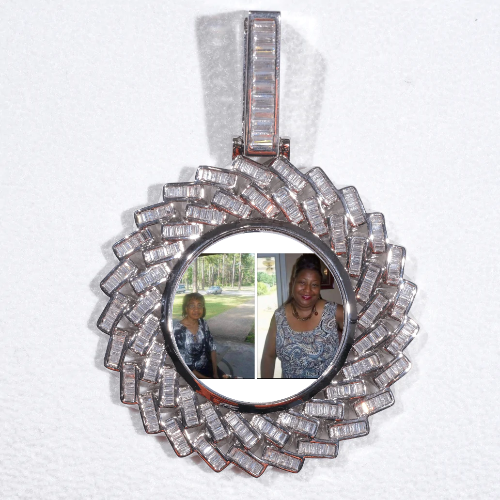 Large 3D Baguette Custom Picture Pendant