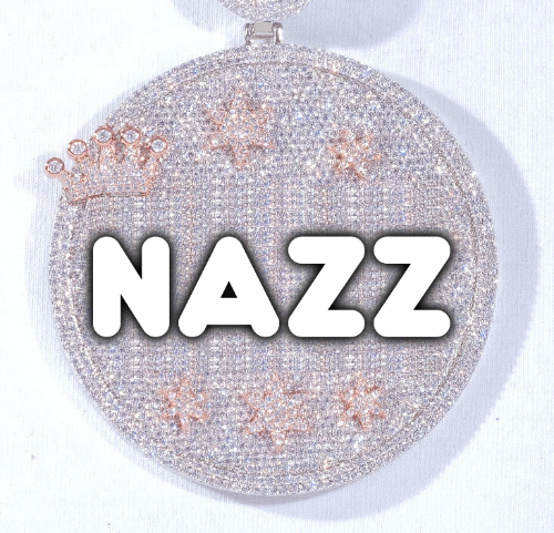 CUSTOM LETTER NECKLACE 3D BIG CROWN DISC