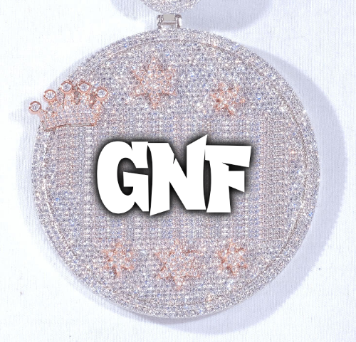 CUSTOM LETTER NECKLACE 3D BIG CROWN DISC