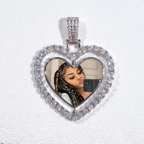 3D Spinning 2-Faced Heart Custom Picture Pendant