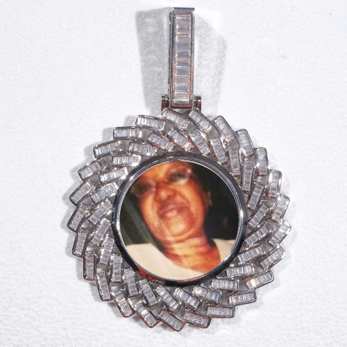 Large 3D Baguette Custom Picture Pendant