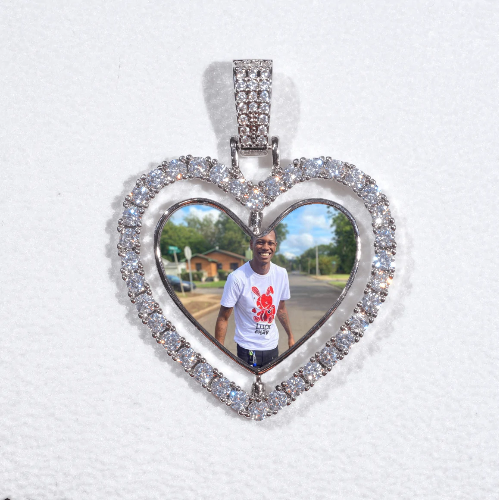 3D Spinning 2-Faced Heart Custom Picture Pendant