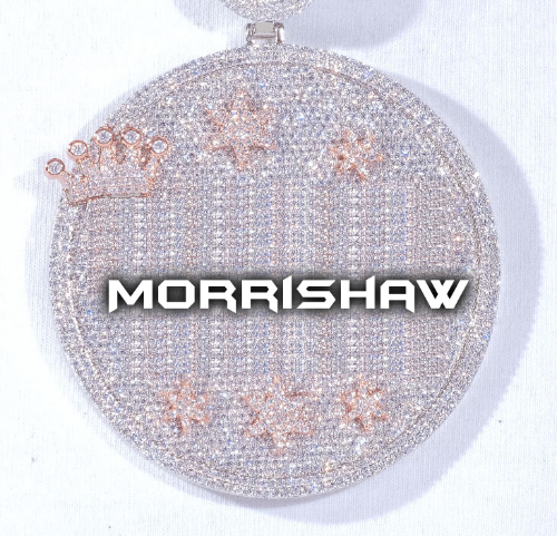 CUSTOM LETTER NECKLACE 3D BIG CROWN DISC