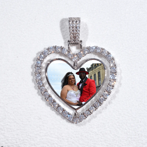 3D Spinning 2-Faced Heart Custom Picture Pendant