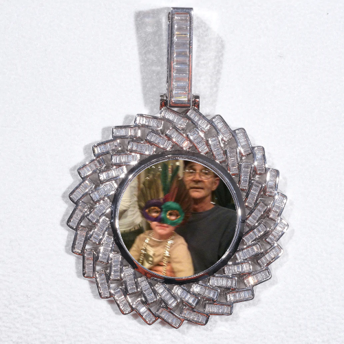 Large 3D Baguette Custom Picture Pendant