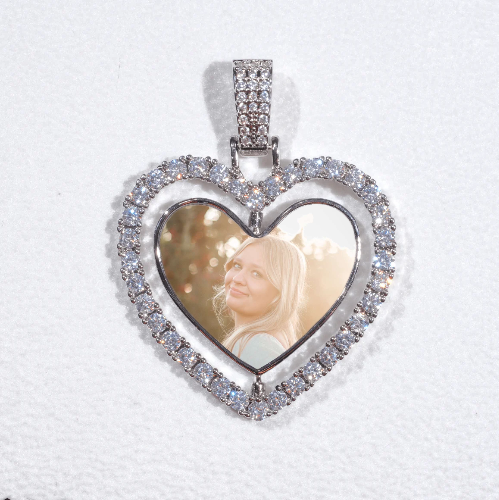3D Spinning 2-Faced Heart Custom Picture Pendant
