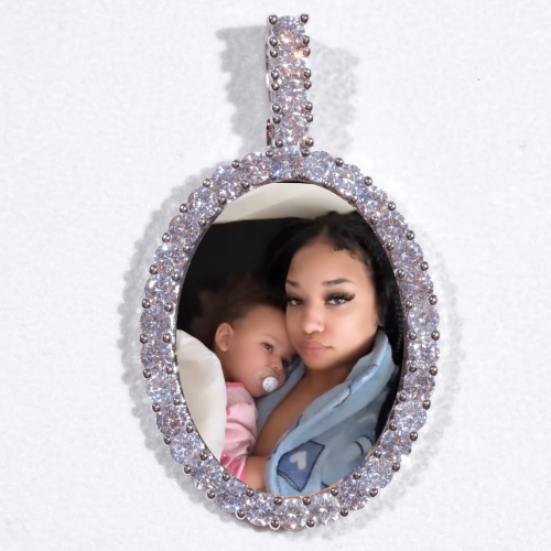 Large 3D Oval Custom Picture Pendant