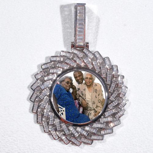 Large 3D Baguette Custom Picture Pendant
