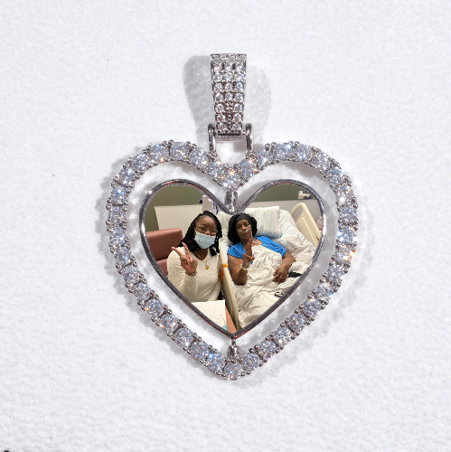 3D Spinning 2-Faced Heart Custom Picture Pendant
