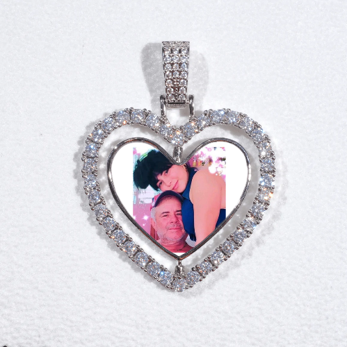 3D Spinning 2-Faced Heart Custom Picture Pendant