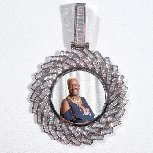 Large 3D Baguette Custom Picture Pendant