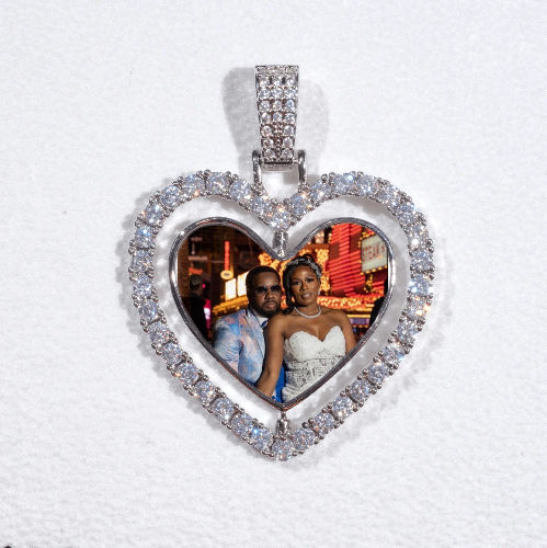 3D Spinning 2-Faced Heart Custom Picture Pendant