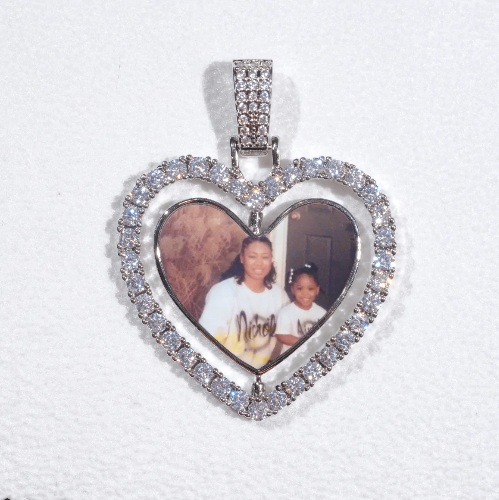 3D Spinning 2-Faced Heart Custom Picture Pendant