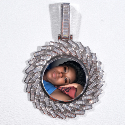 Large 3D Baguette Custom Picture Pendant