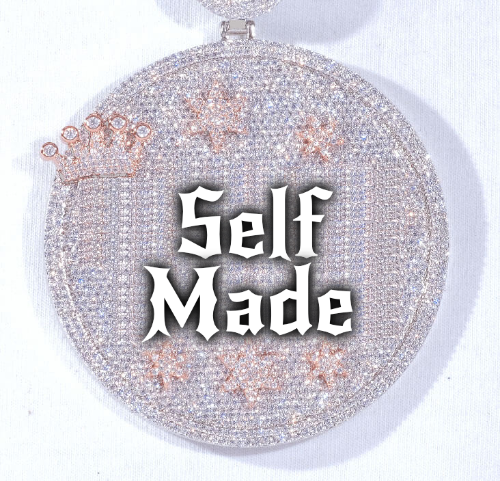 CUSTOM LETTER NECKLACE 3D BIG CROWN DISC