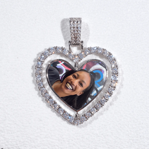 3D Spinning 2-Faced Heart Custom Picture Pendant