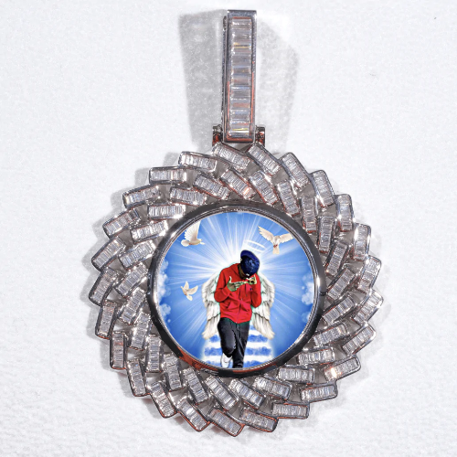 Large 3D Baguette Custom Picture Pendant