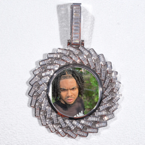Large 3D Baguette Custom Picture Pendant