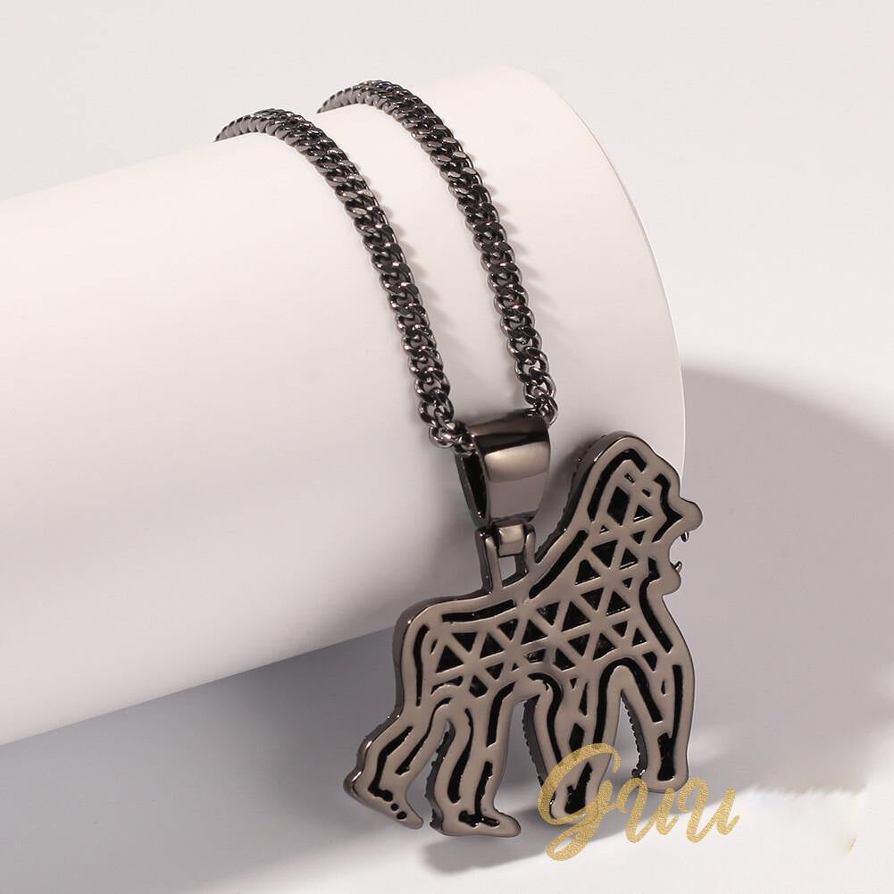 Iced AAA CZ Gorilla Pendant In 18K Yellow Gold-Plated