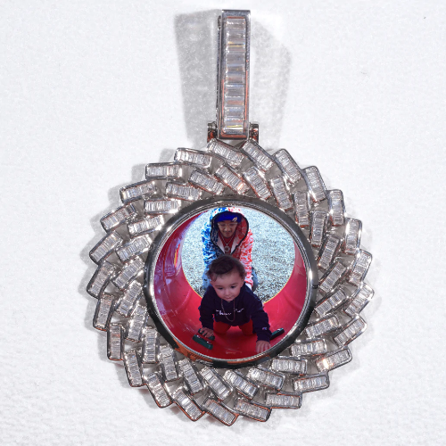 Large 3D Baguette Custom Picture Pendant