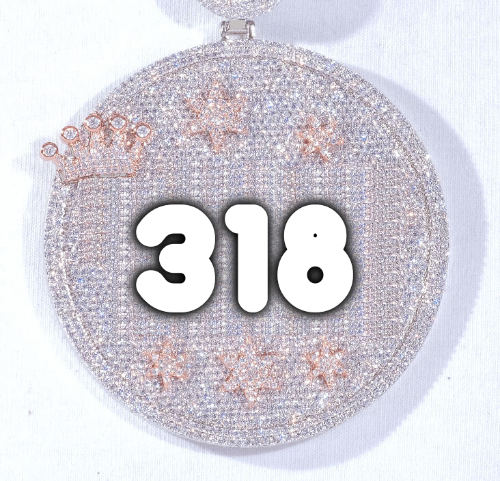 CUSTOM LETTER NECKLACE 3D BIG CROWN DISC