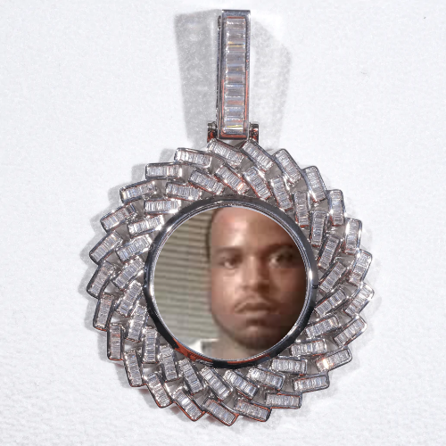 Large 3D Baguette Custom Picture Pendant