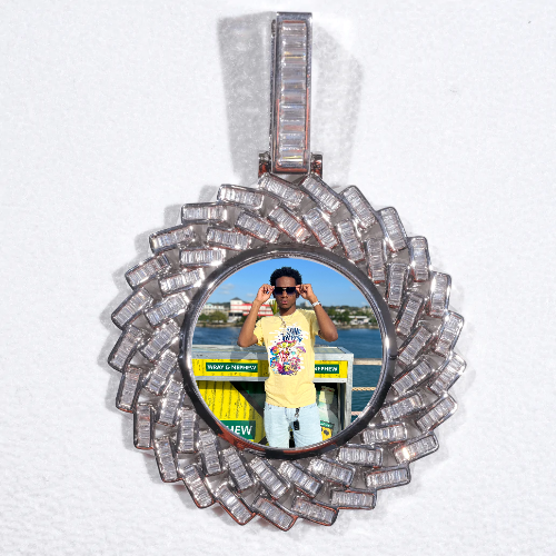 Large 3D Baguette Custom Picture Pendant