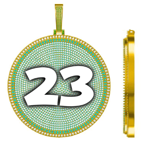 CUSTOM LETTER NECKLACE 3D BIG DISC