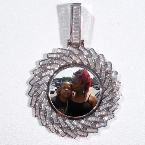 Large 3D Baguette Custom Picture Pendant