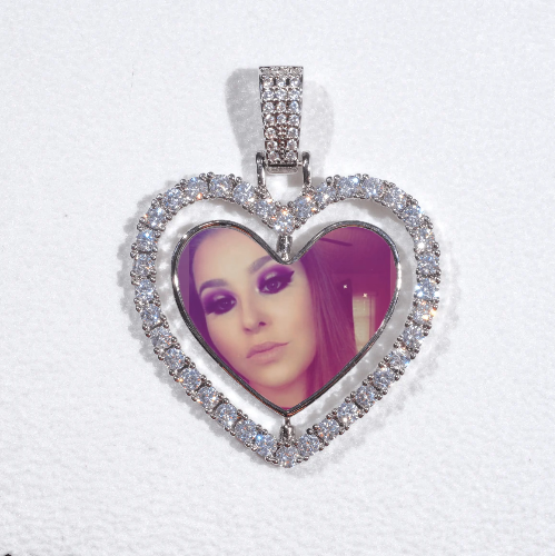 3D Spinning 2-Faced Heart Custom Picture Pendant