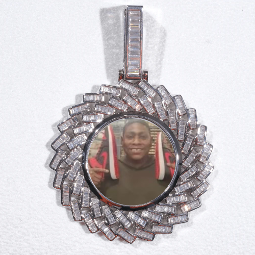 Large 3D Baguette Custom Picture Pendant