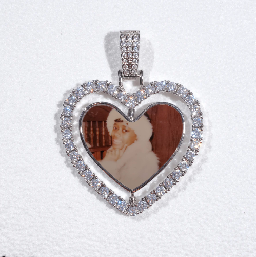 3D Spinning 2-Faced Heart Custom Picture Pendant