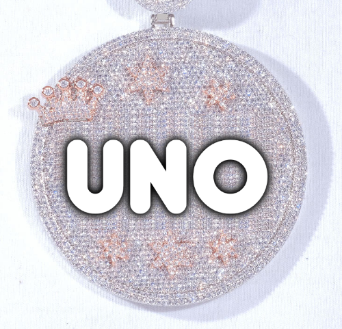 CUSTOM LETTER NECKLACE 3D BIG CROWN DISC