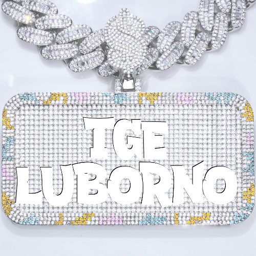 CUSTOM LETTER NECKLACE 3D COLORFUL SQUARE