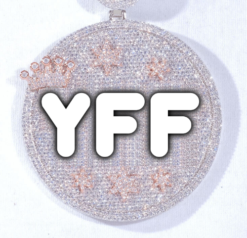 CUSTOM LETTER NECKLACE 3D BIG CROWN DISC