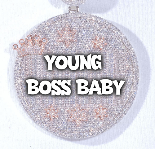 CUSTOM LETTER NECKLACE 3D BIG CROWN DISC