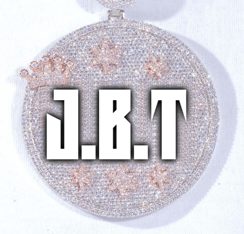 CUSTOM LETTER NECKLACE 3D BIG CROWN DISC