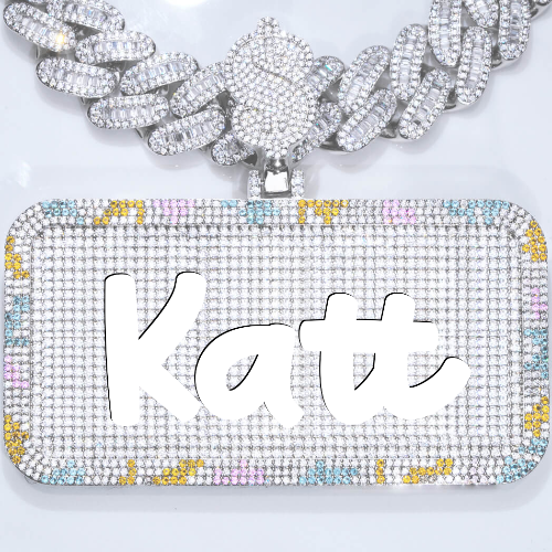 CUSTOM LETTER NECKLACE 3D COLORFUL SQUARE