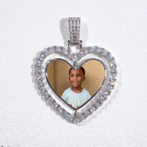 3D Spinning 2-Faced Heart Custom Picture Pendant
