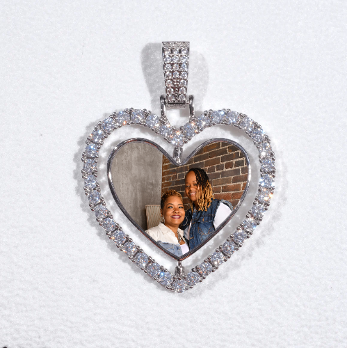3D Spinning 2-Faced Heart Custom Picture Pendant