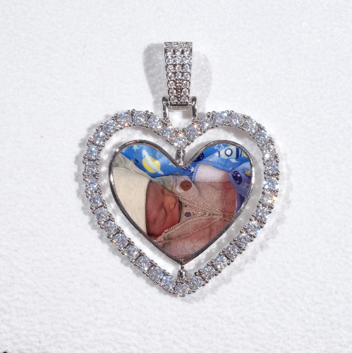 3D Spinning 2-Faced Heart Custom Picture Pendant